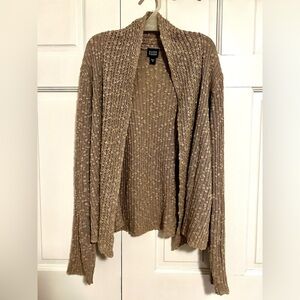Eileen Fisher Beige Cotton Linen Open Front Cardigan Size Medium